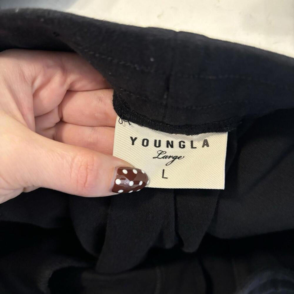 YoungLA Athletic Sweat Shorts Mens Large Black 5” Inseam Gym Workout Drawstring - Picture 6 of 8